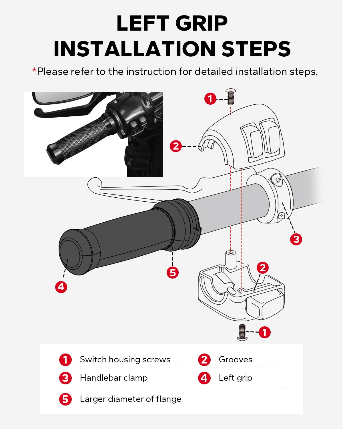 Aamazicha packaging includes left and right grips with installation instructions.