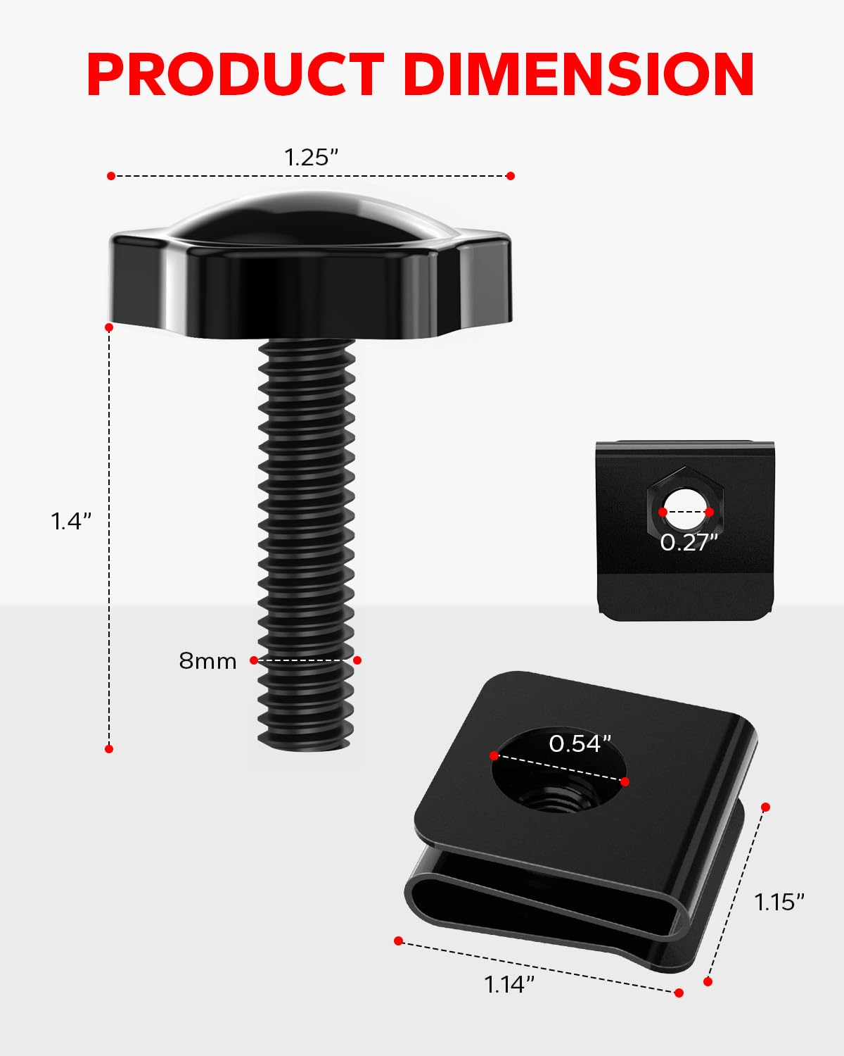 Amazicha includes four knobs, four S-nut clips, and 12-month support.