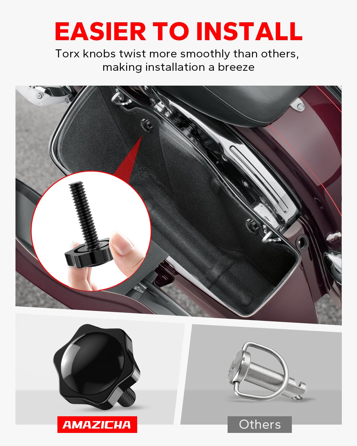 A Amazicha plum blossom knobs offer a comfortable grip during installation.