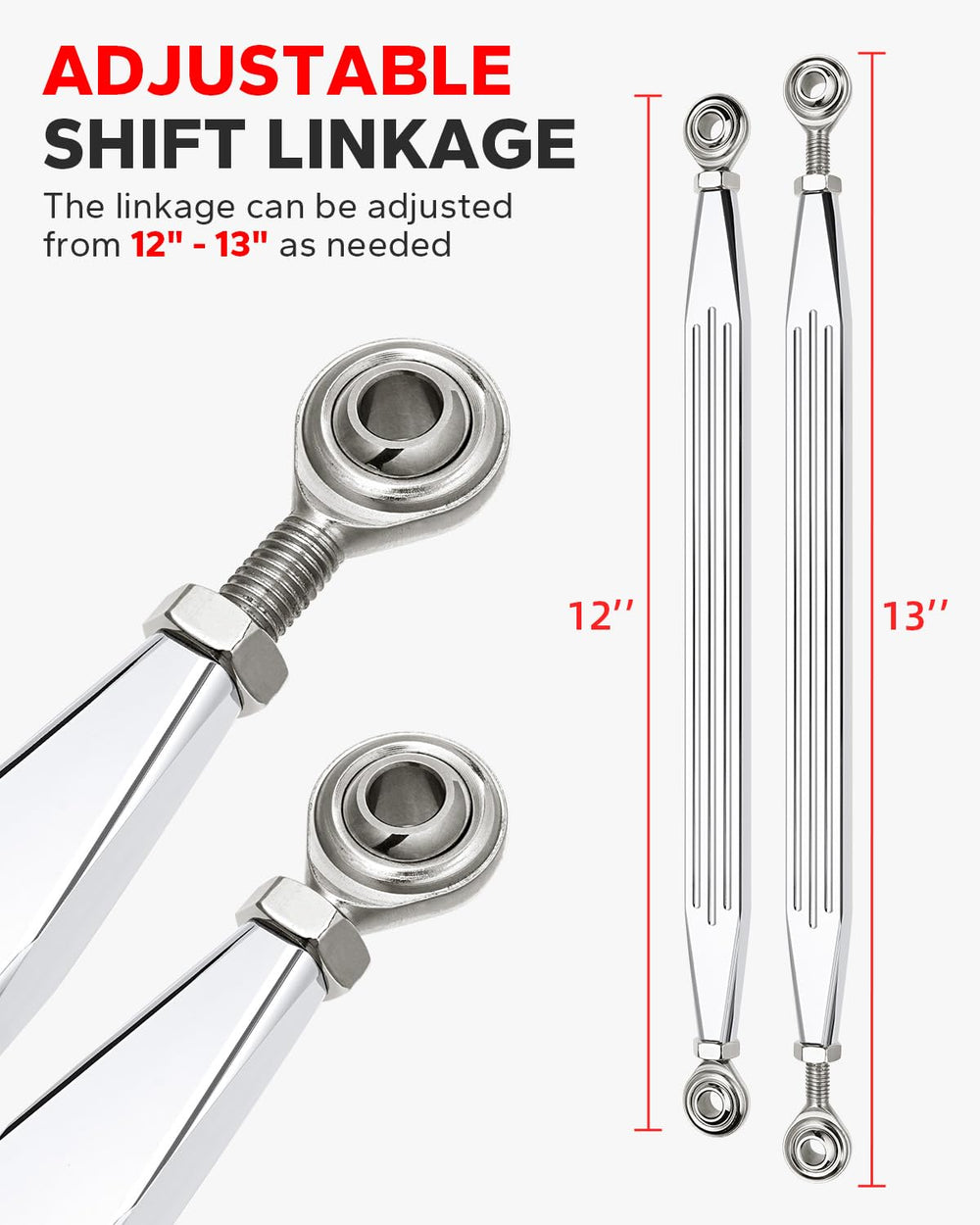 Easy-install Amazicha linkage set to 12-13 inches with adjustable ends