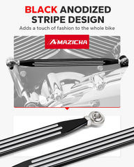 Black anodized stripe detail on the Amazicha shift linkage enhances Harley aesthetics.