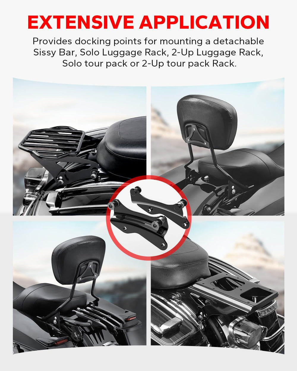 Harley-Davidson touring-fitment illustration shows supported models.