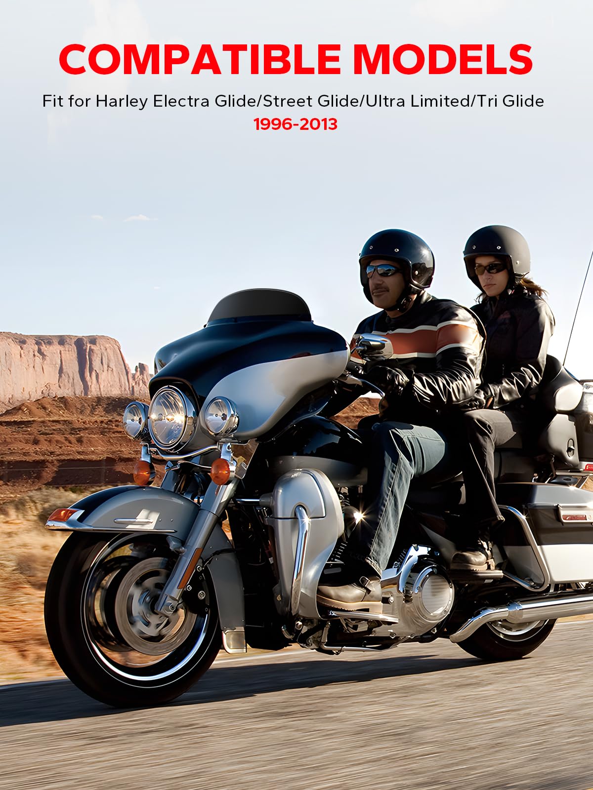Amazicha wind splitter shows quick side installation on Harley 96-13 models.