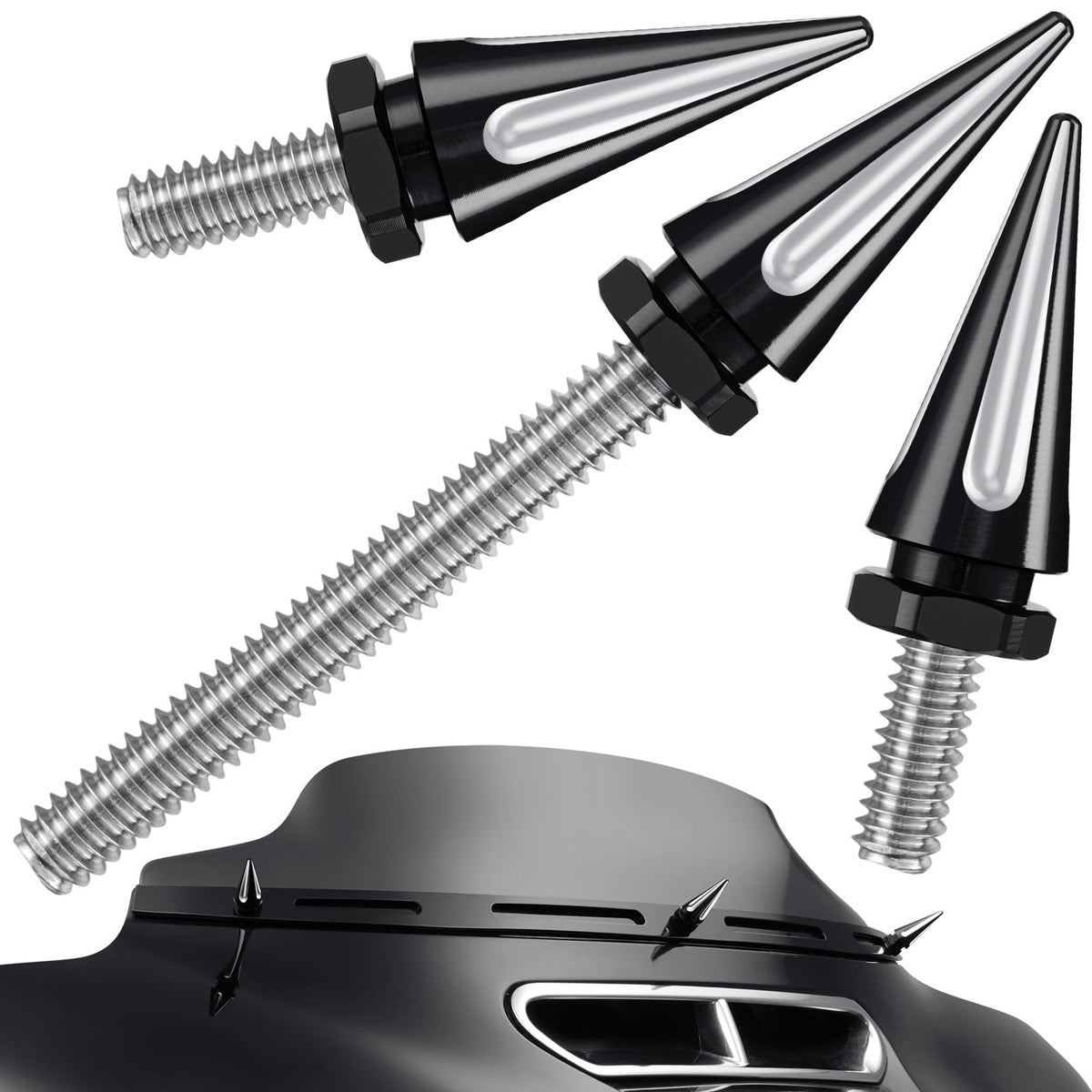 Amazicha windshield bolt attachment shows secure fit and streamlined styling for Harley touring models