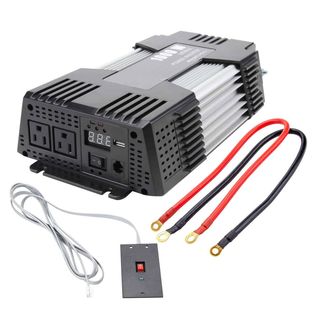 Amazon Basics 1000W car power inverter front view for on-the-go power