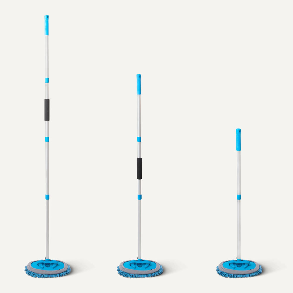 Amazon Basics car wash kit showing poles, detachable head, and refill