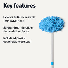 Amazon Basics car wash brush with swivel head for easy maneuvering around vehicle curves