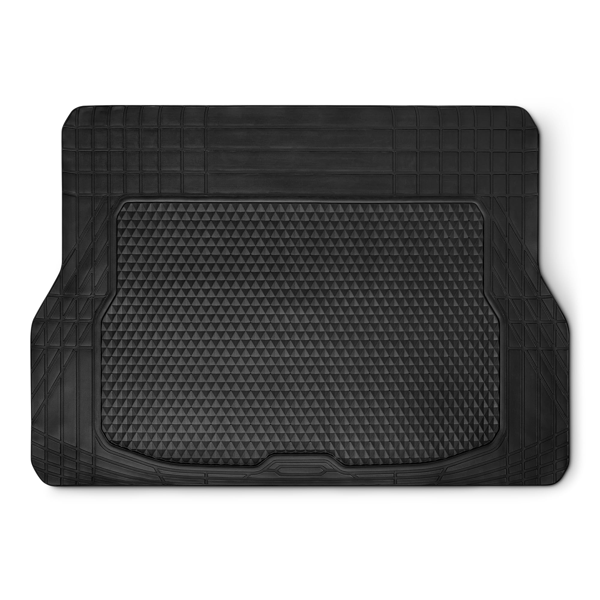 Amazon Basics cargo liner trunk mat with all-weather protection for spill-free trunks.