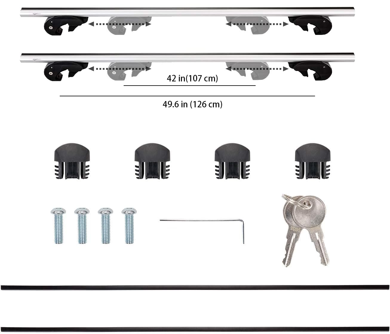 Durable aluminum Amazon Basics cross-rail roof rack ready for heavy cargo