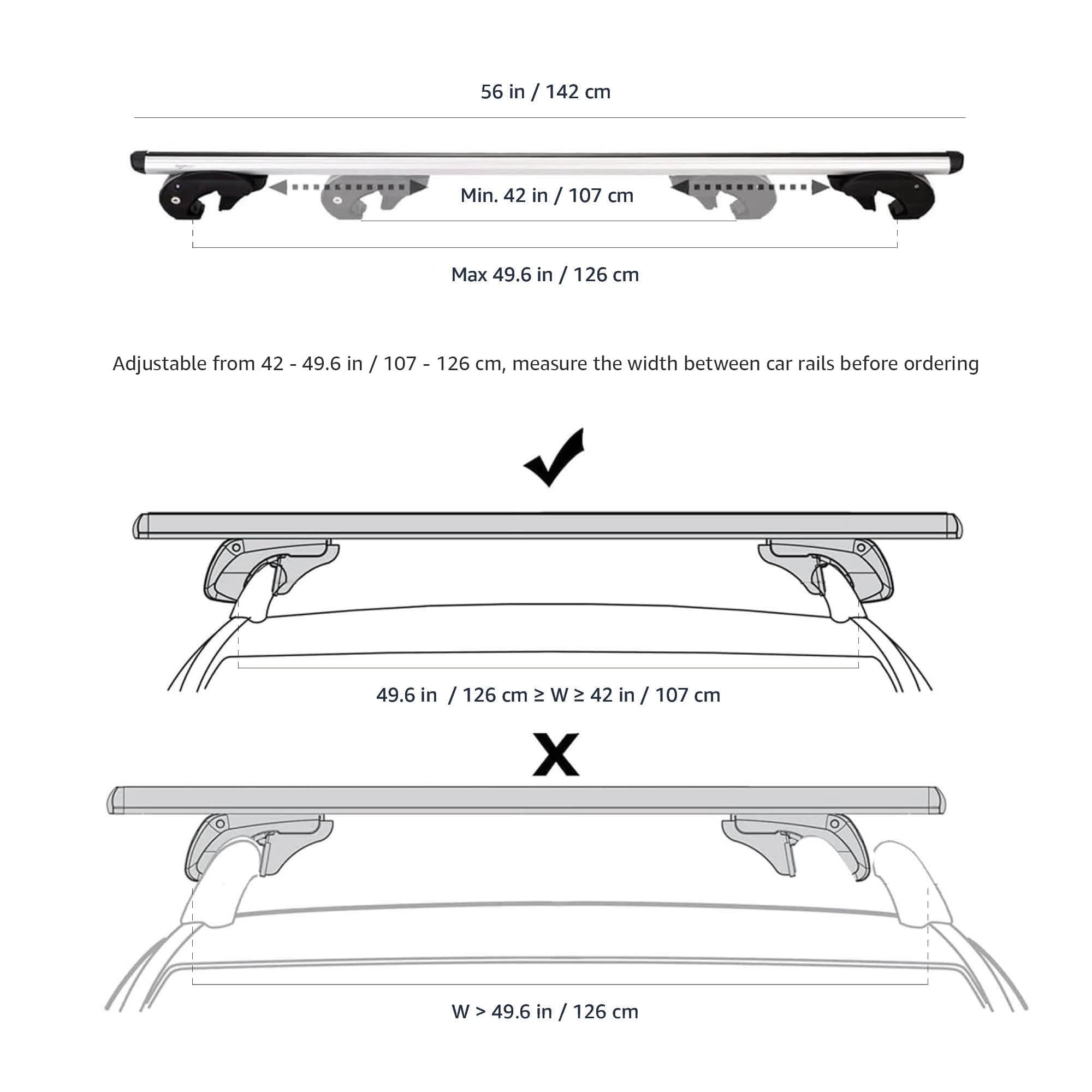 Amazon Basics roof rack with rubber sealing reduces wind noise for a quieter drive