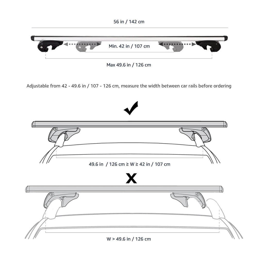 Amazon Basics roof rack with rubber sealing reduces wind noise for a quieter drive