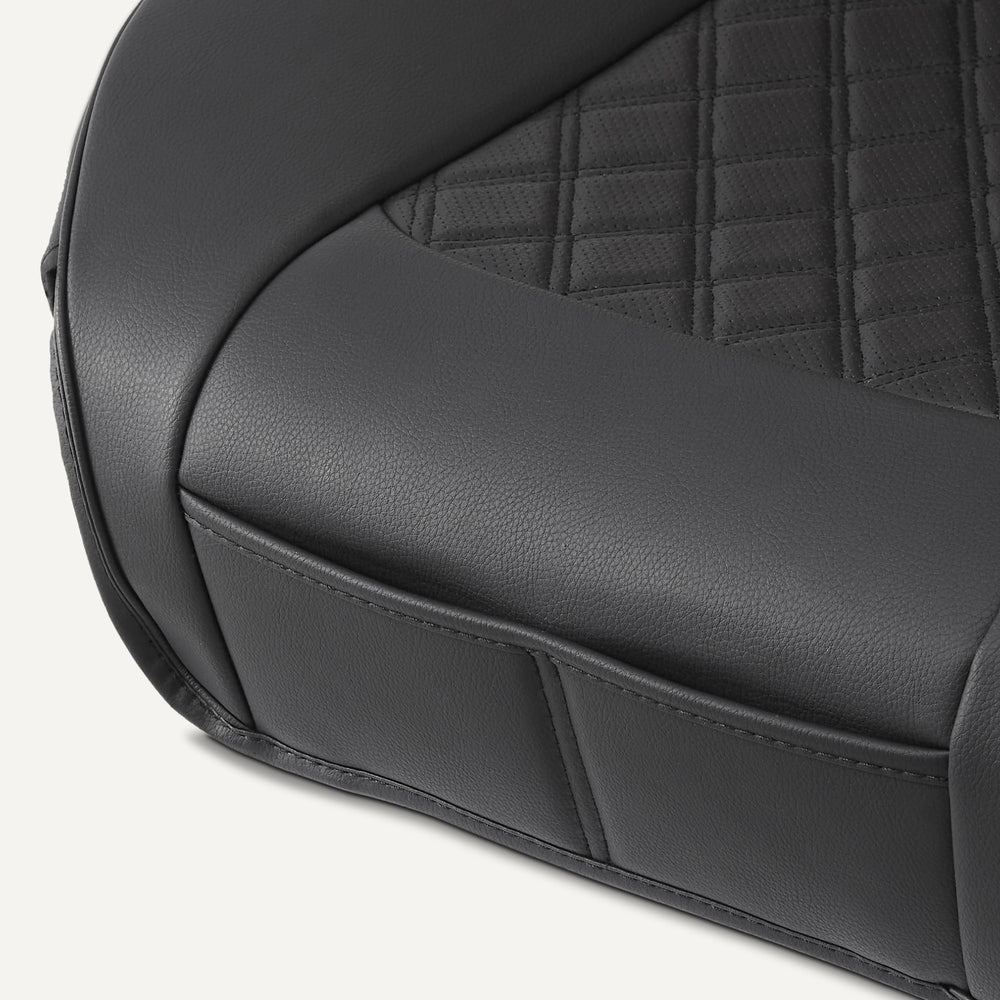 Amazon Basics durable faux-leather texture on car seat cover for everyday use