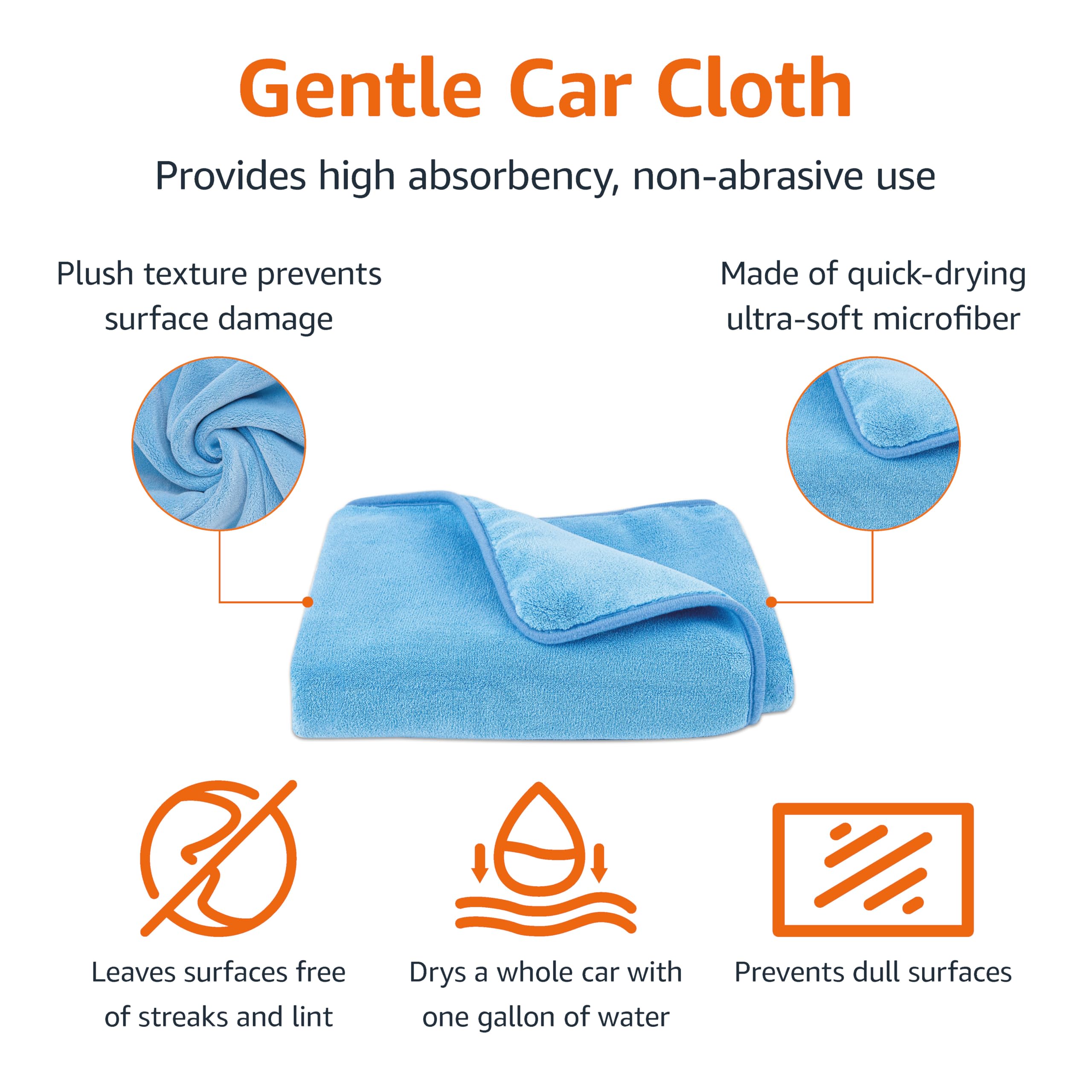 Amazon Basics microfiber car-drying towel in action on glass for lint-free shine.