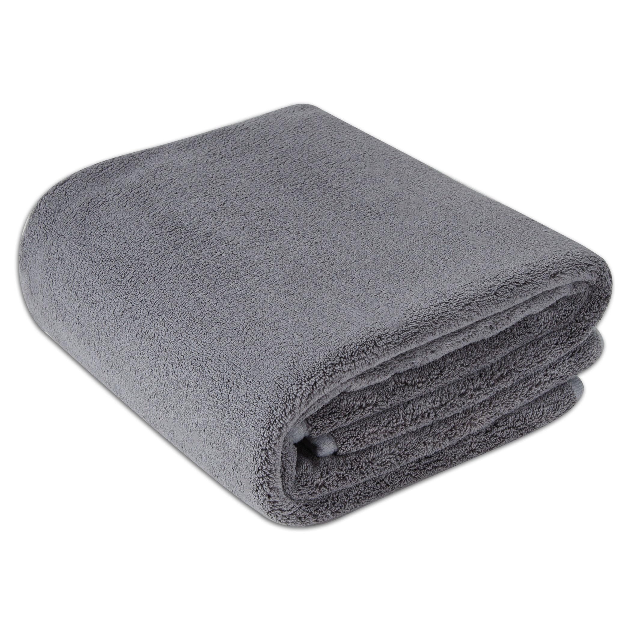 Amazon Basics microfiber car drying towel absorbs water from car exterior for streak-free results.