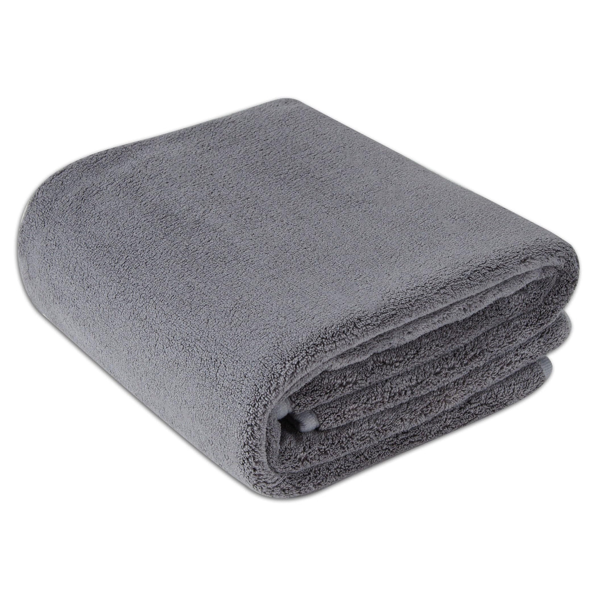 Amazon Basics microfiber car drying towel absorbs water from car exterior for streak-free results.