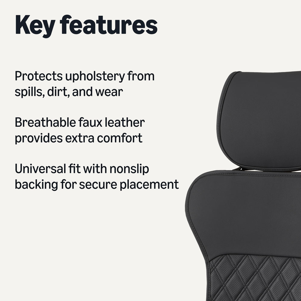 Amazon Basics rear seat protectors in breathable faux leather for family trips
