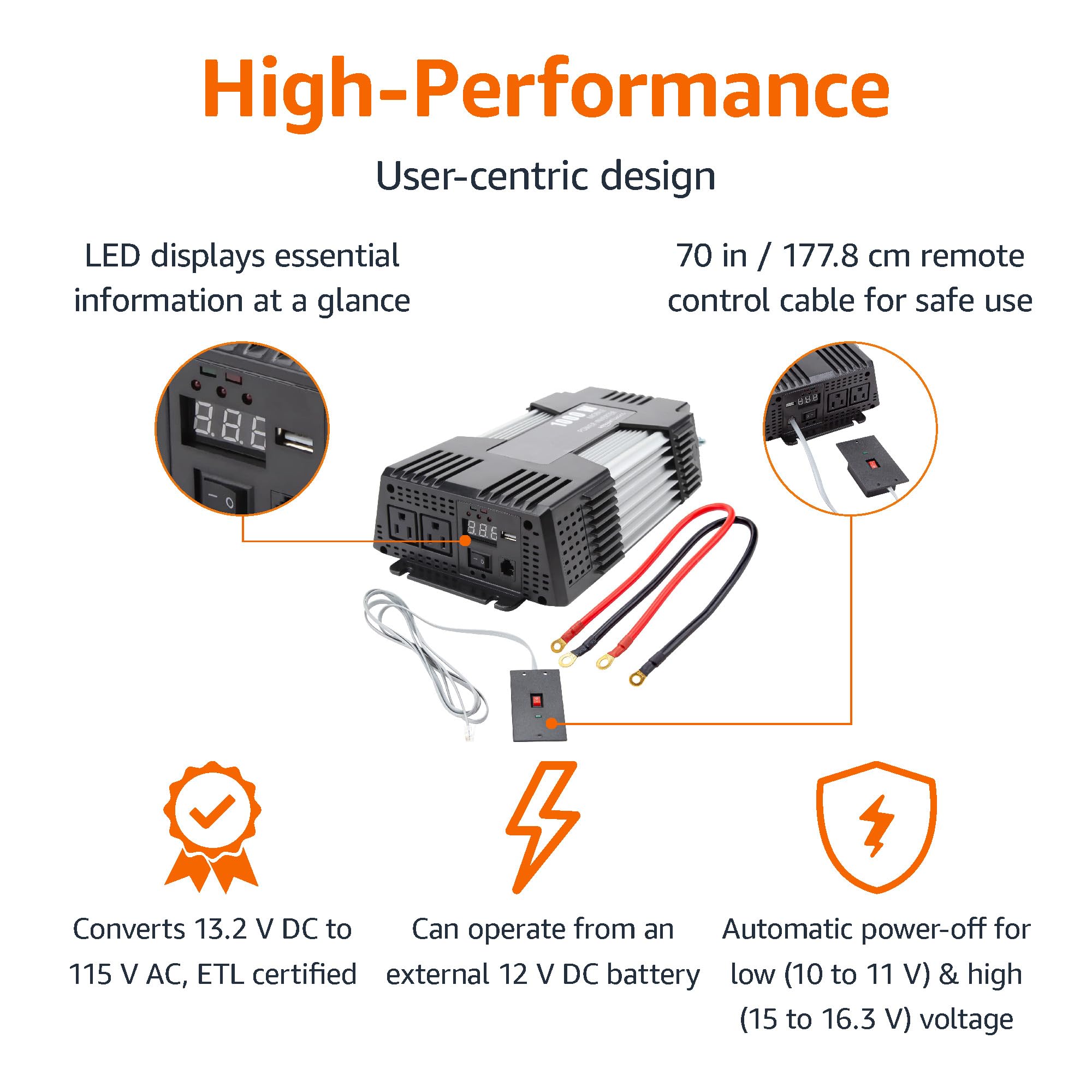 Remote control cable (70 inches) for convenient positioning