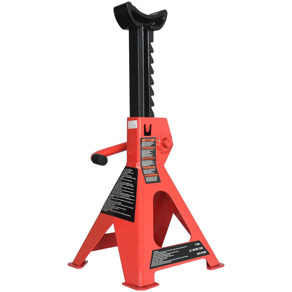 Amazon Basics jack stand with adjustable-height mechanism enables easy height setting.
