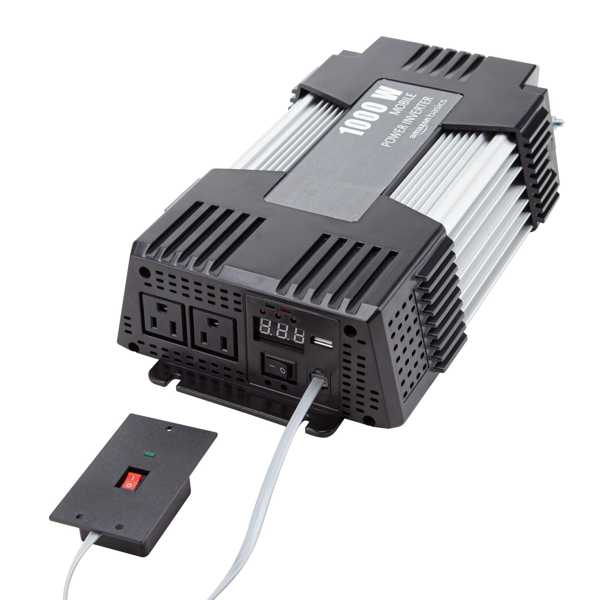 Inverter with two AC outlets and USB port for versatile charging