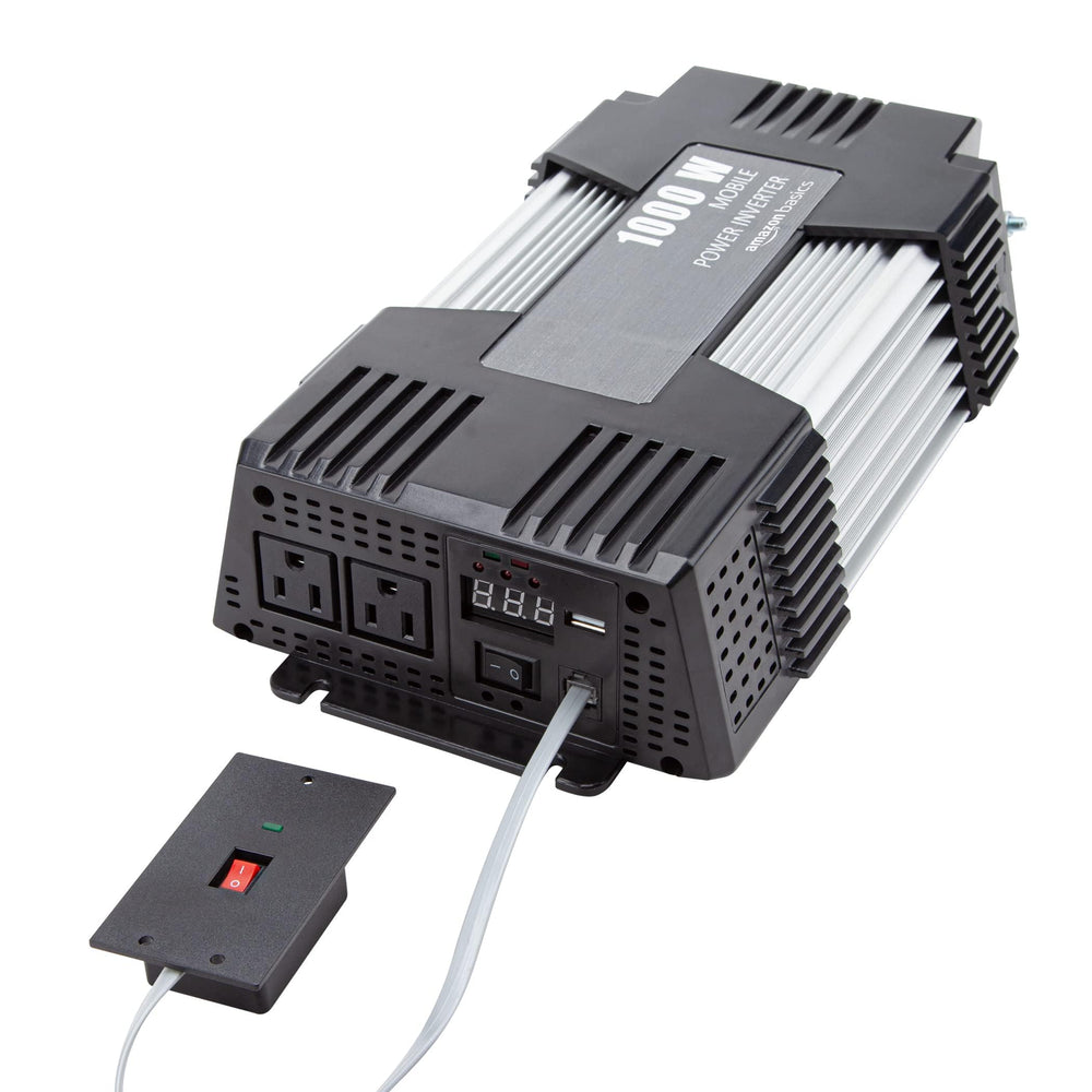 Inverter with two AC outlets and USB port for versatile charging
