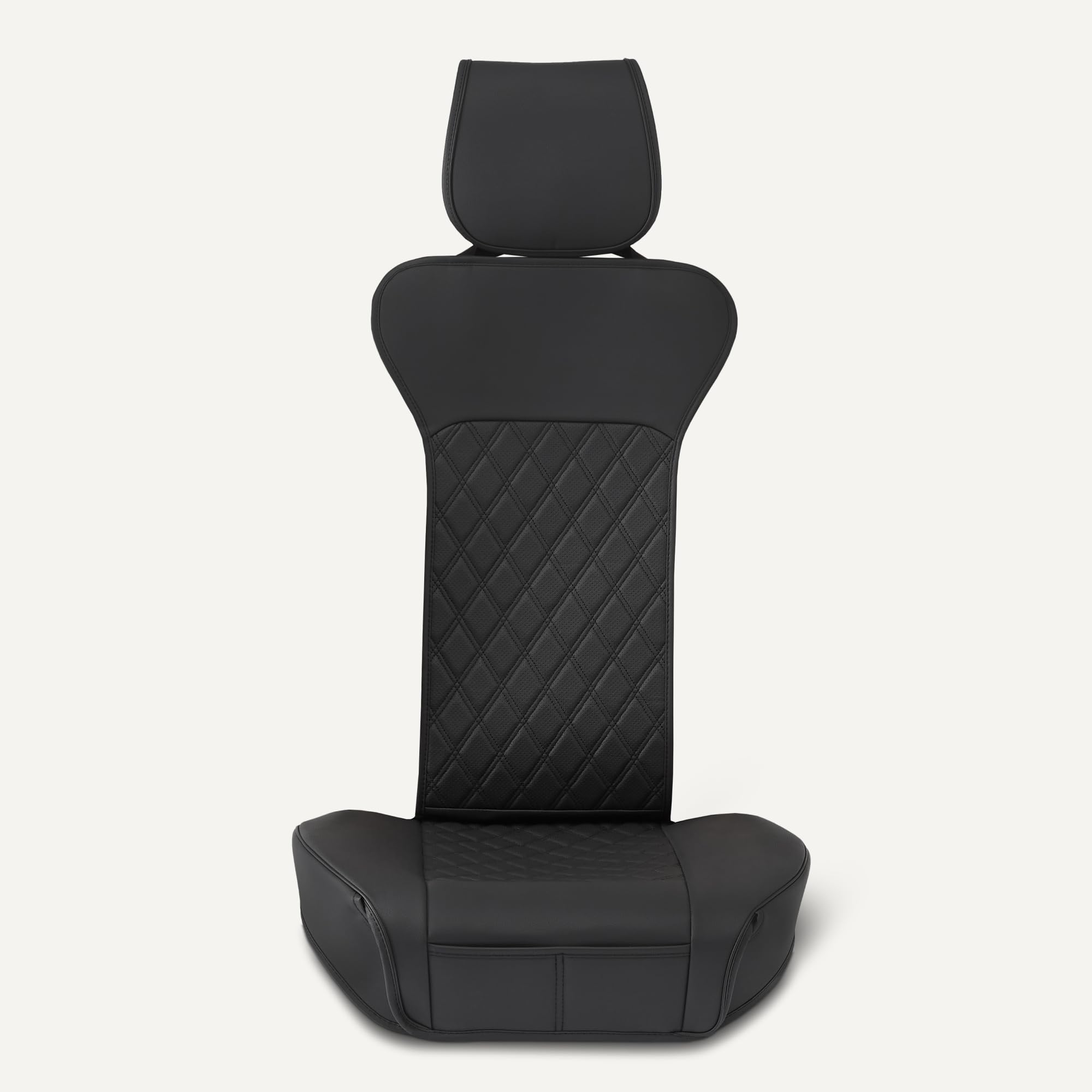 Amazon Basics universal-fit design seat covers showing adjustable straps for quick setup