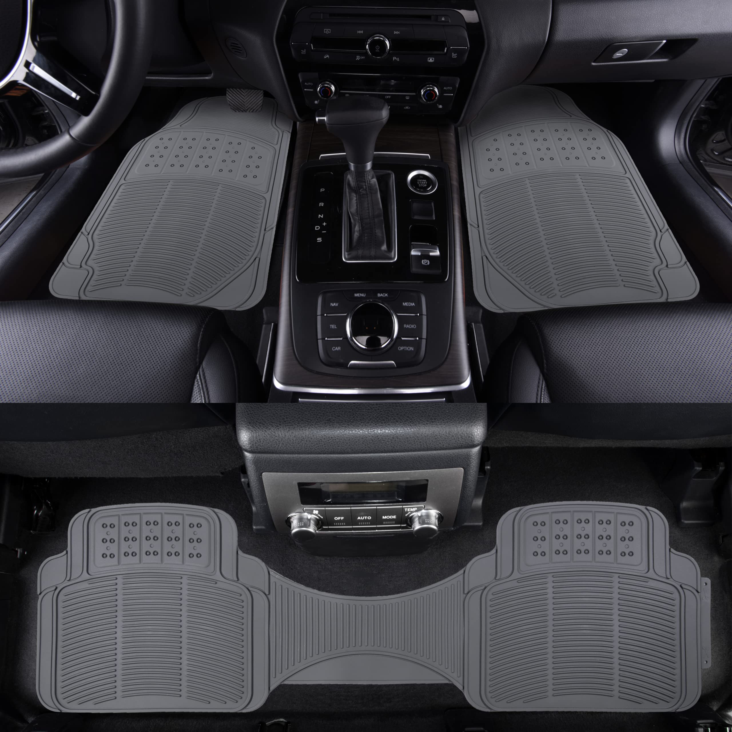 Amazon Basics PVC mats front-right view, trim-to-fit for many vehicles