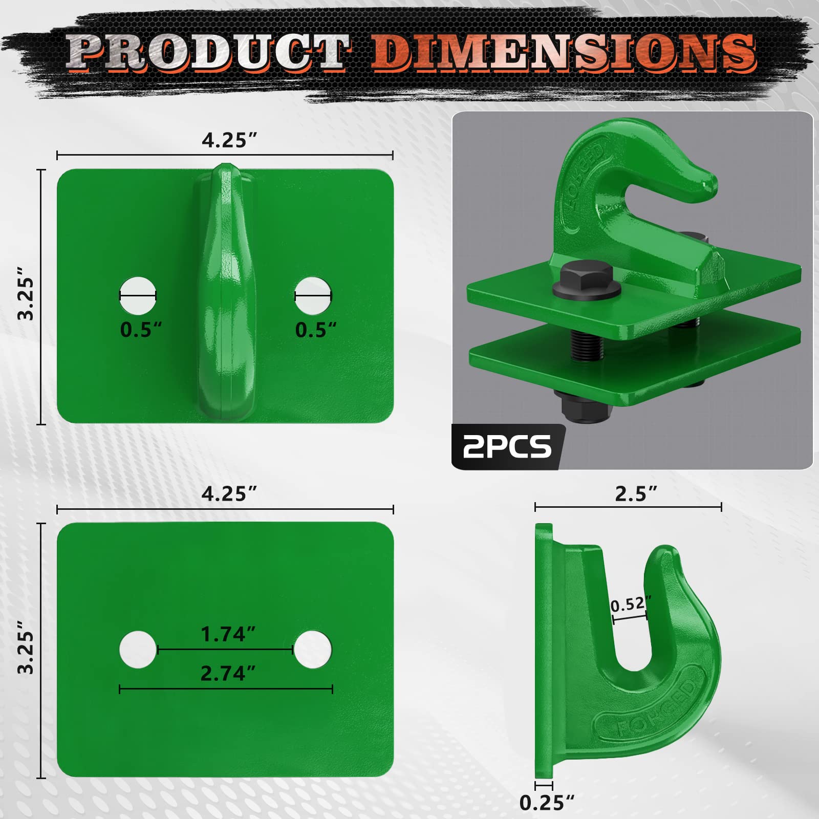 AMBULL bolt-on mount with backer plate for solid, reliable installation