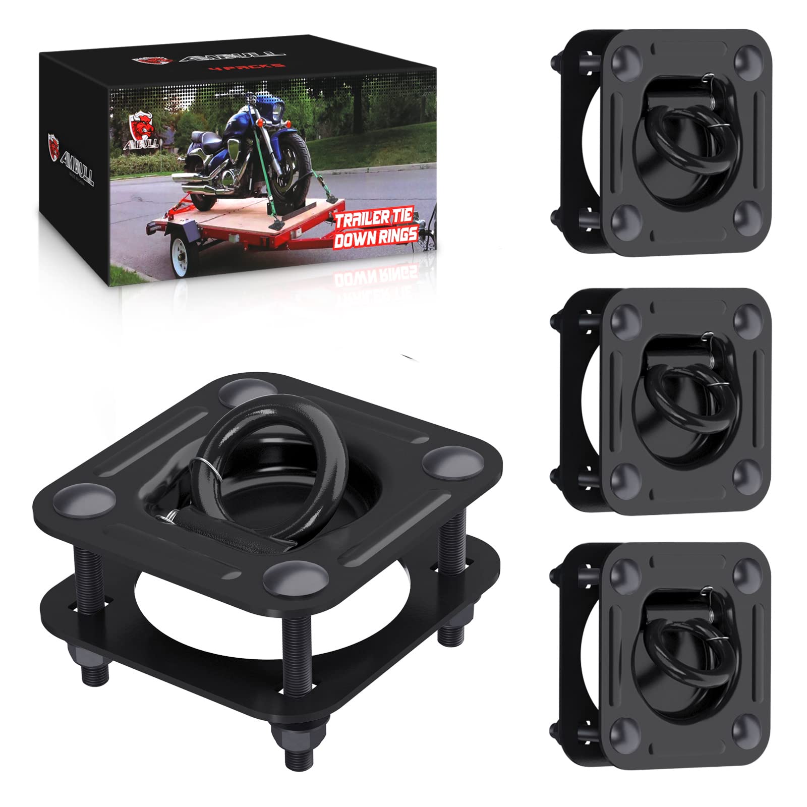 AMBULL D-ring anchor four-pack on mounting brackets for secure tie-down points.