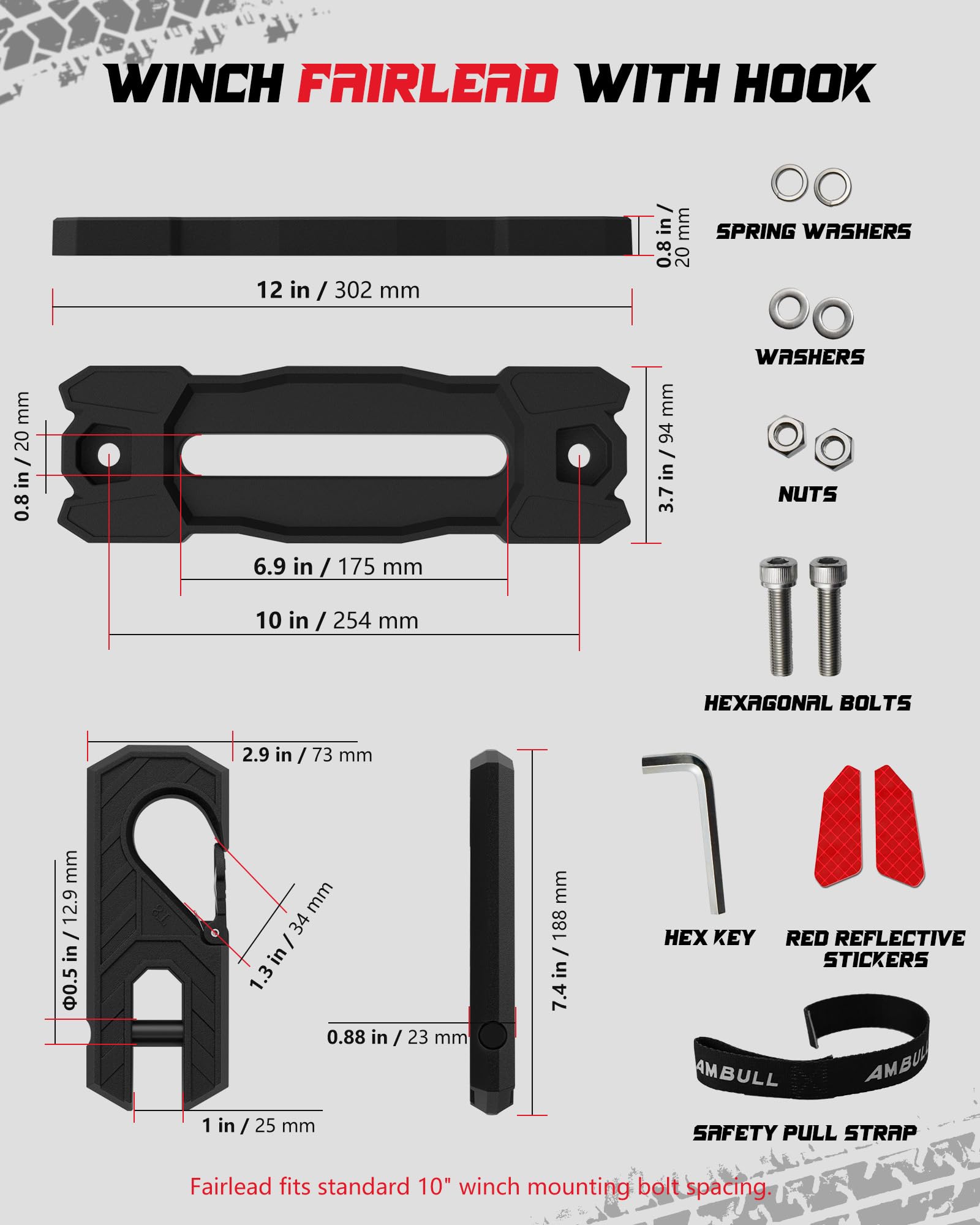 AMBULL Grade 80 forged steel winch hook securely locks in place