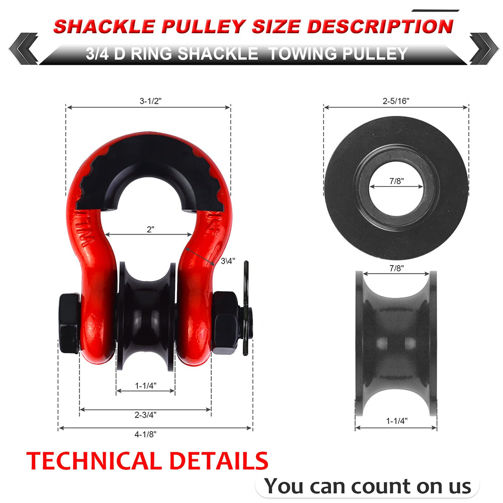 AMBULL towing pulley with insurance pin offers enhanced control during winching