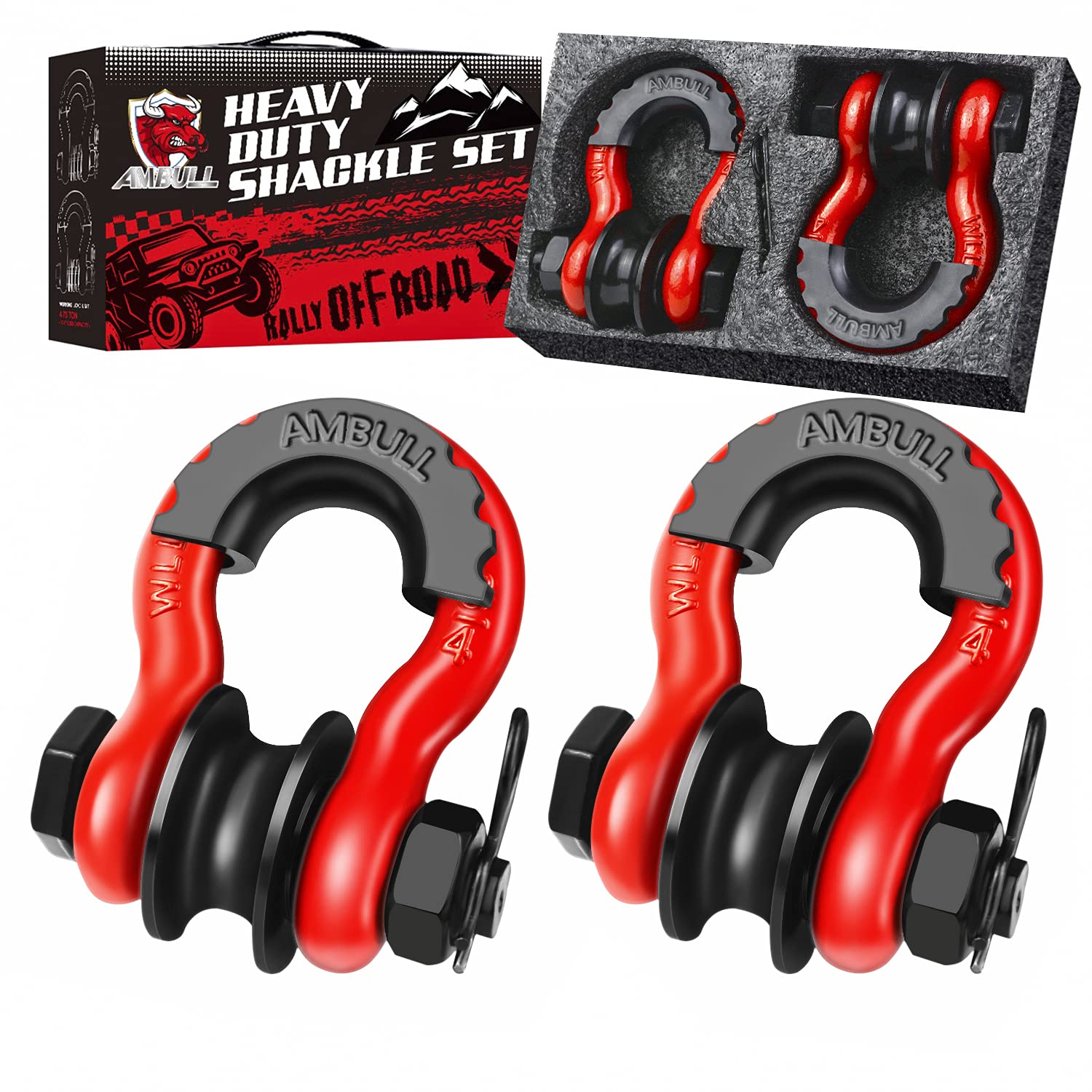 AMBULL upgraded snatch block with 3/4 inch D ring and pulley for rugged off-road recovery