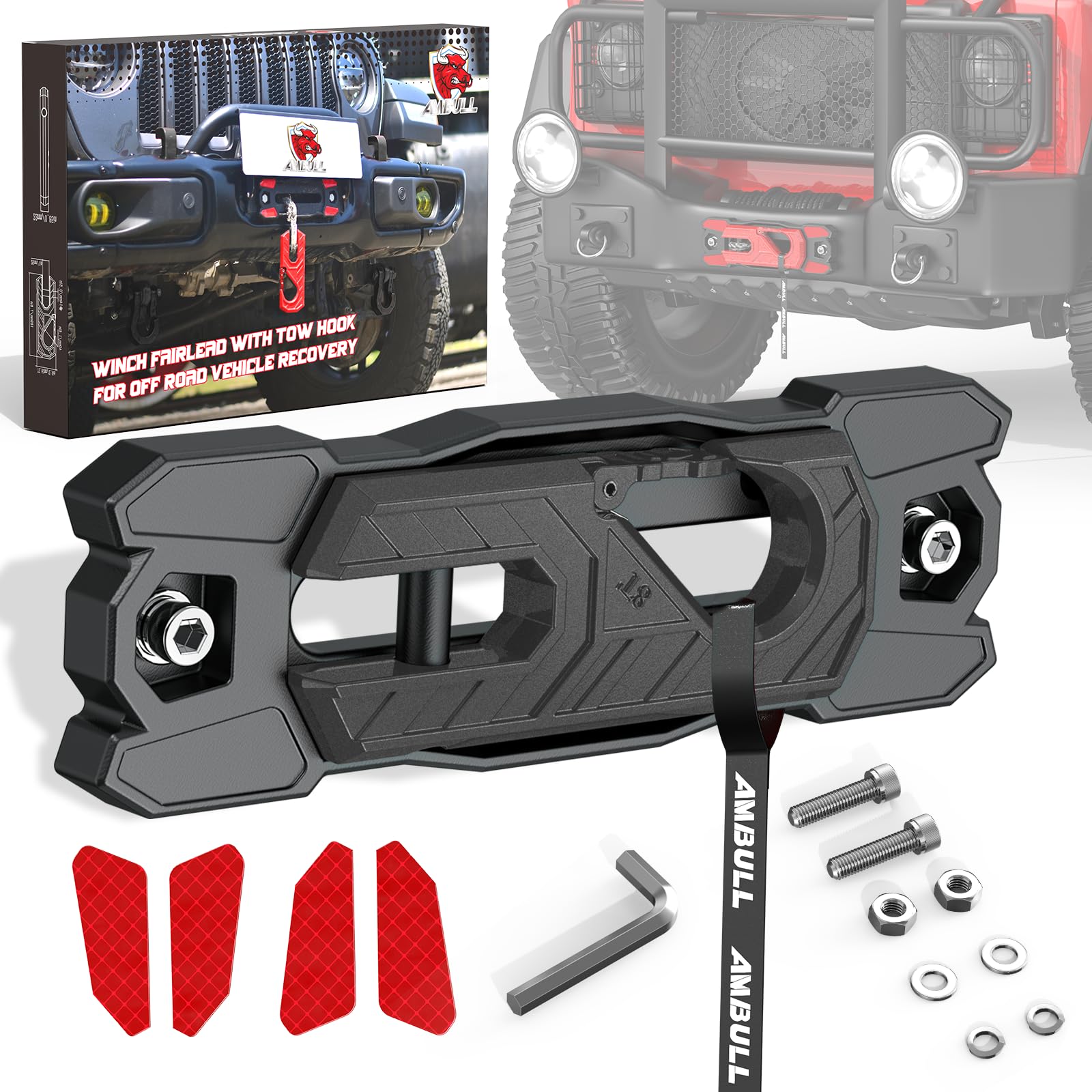AMBULL winch fairlead with tow hook for reliable off-road towing and recovery
