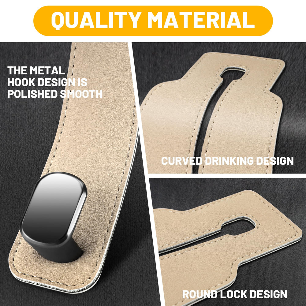 Bent-design Amelity headrest hooks fit most seats securely.