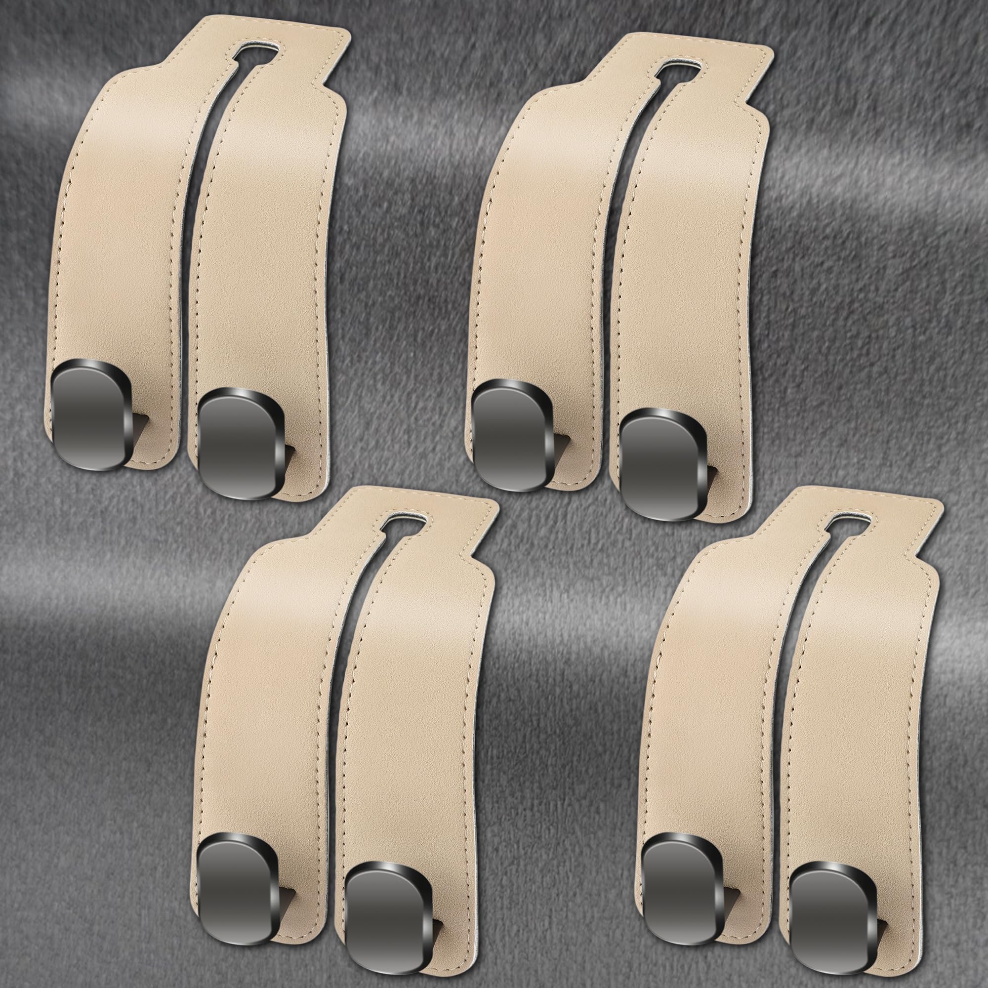 Amelity car seat hooks beige 4-pack organize backseat clutter with double hooks.