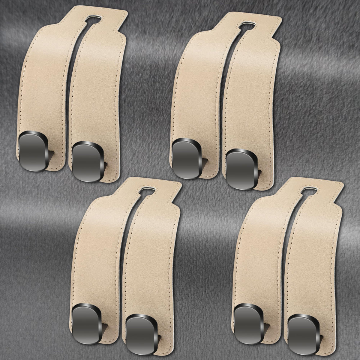 Amelity car seat hooks beige 4-pack organize backseat clutter with double hooks.