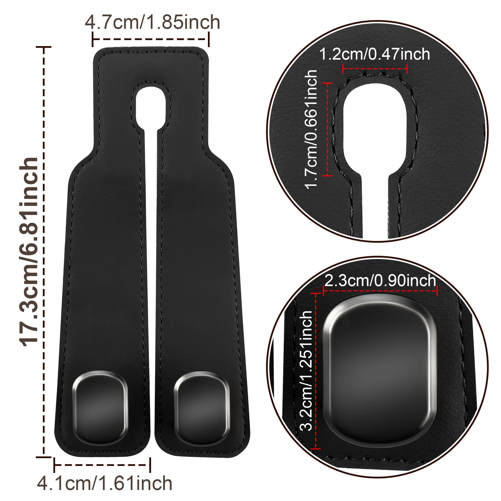 Amelity headrest hook bent for universal fit to car seats.