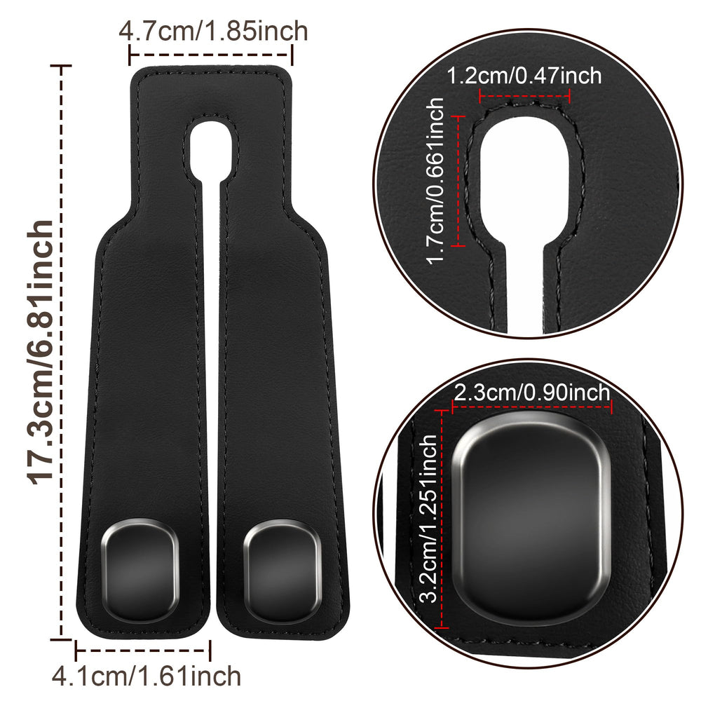 Amelity headrest hook bent for universal fit to car seats.