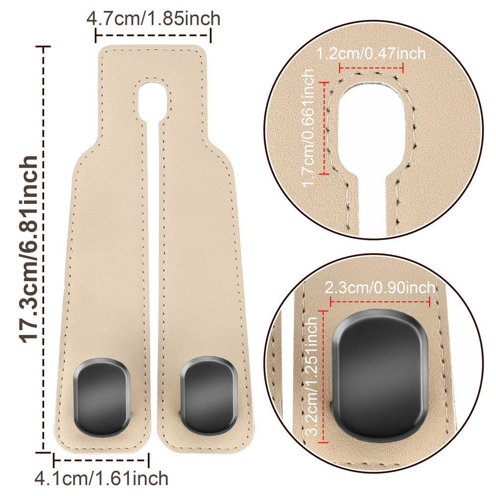 Two-pack Amelity headrest hooks for purses, bags, and groceries.