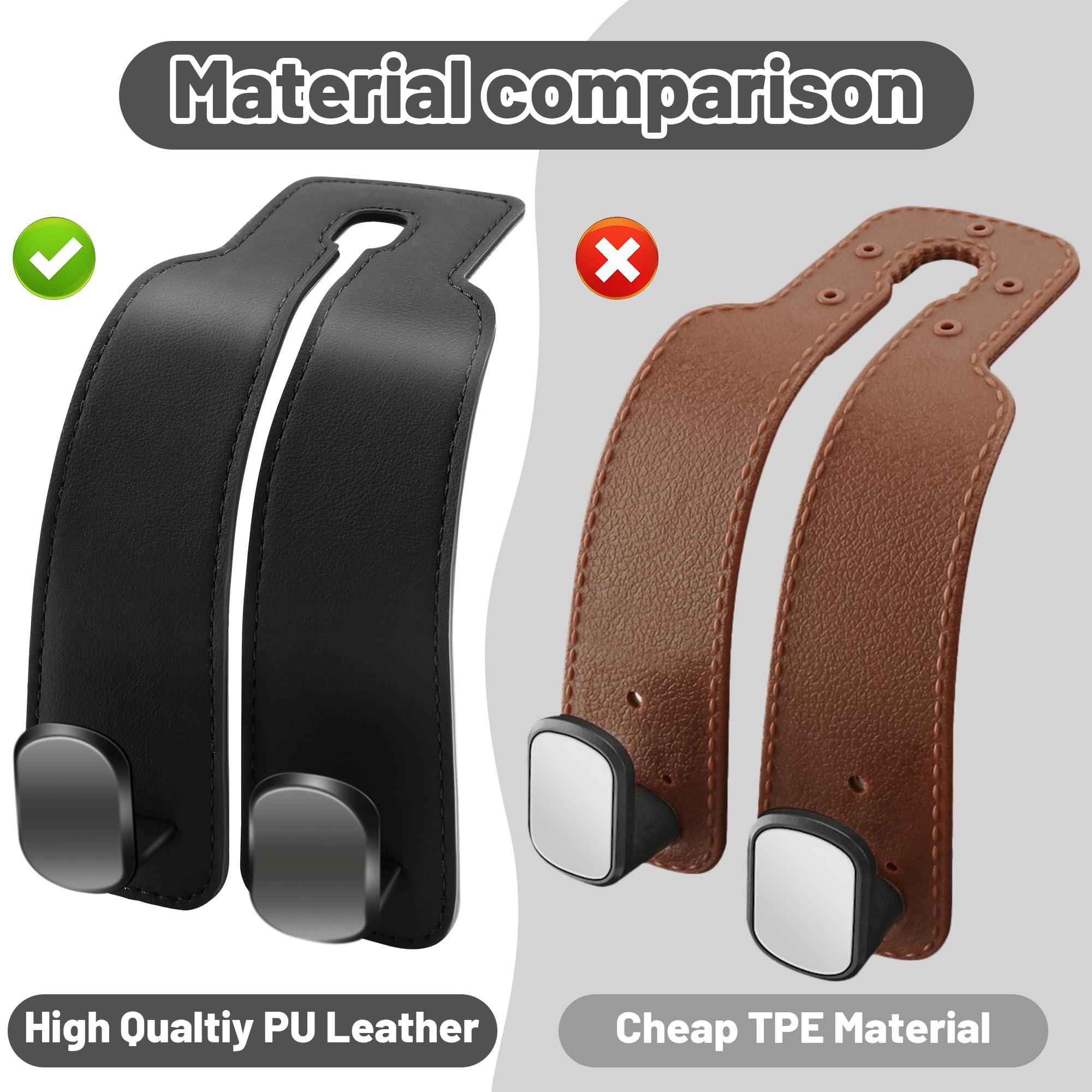 Amelity leather car hook with strong load-bearing construction.