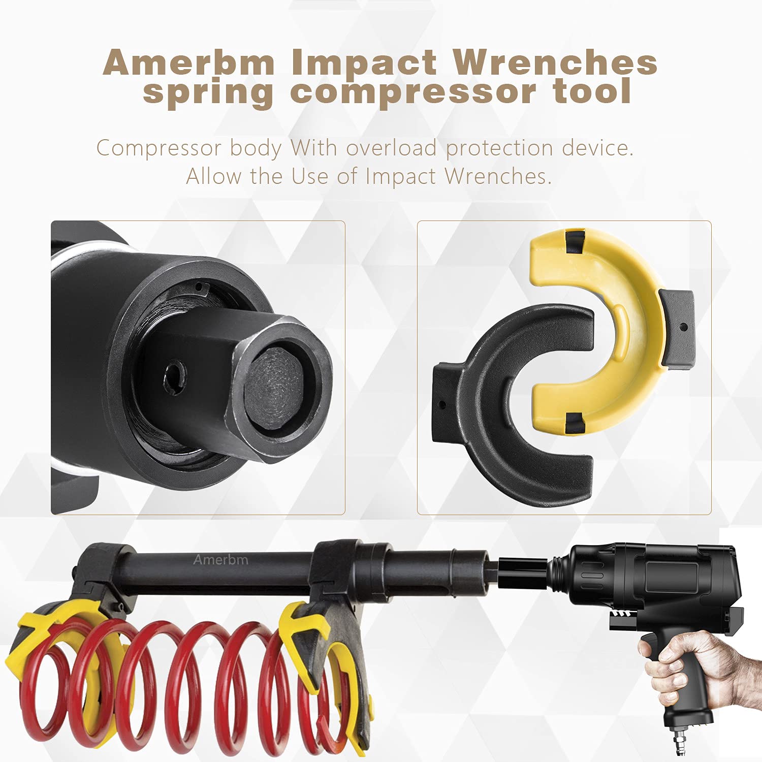 Amerbm tool in use with an impact wrench for quick compression