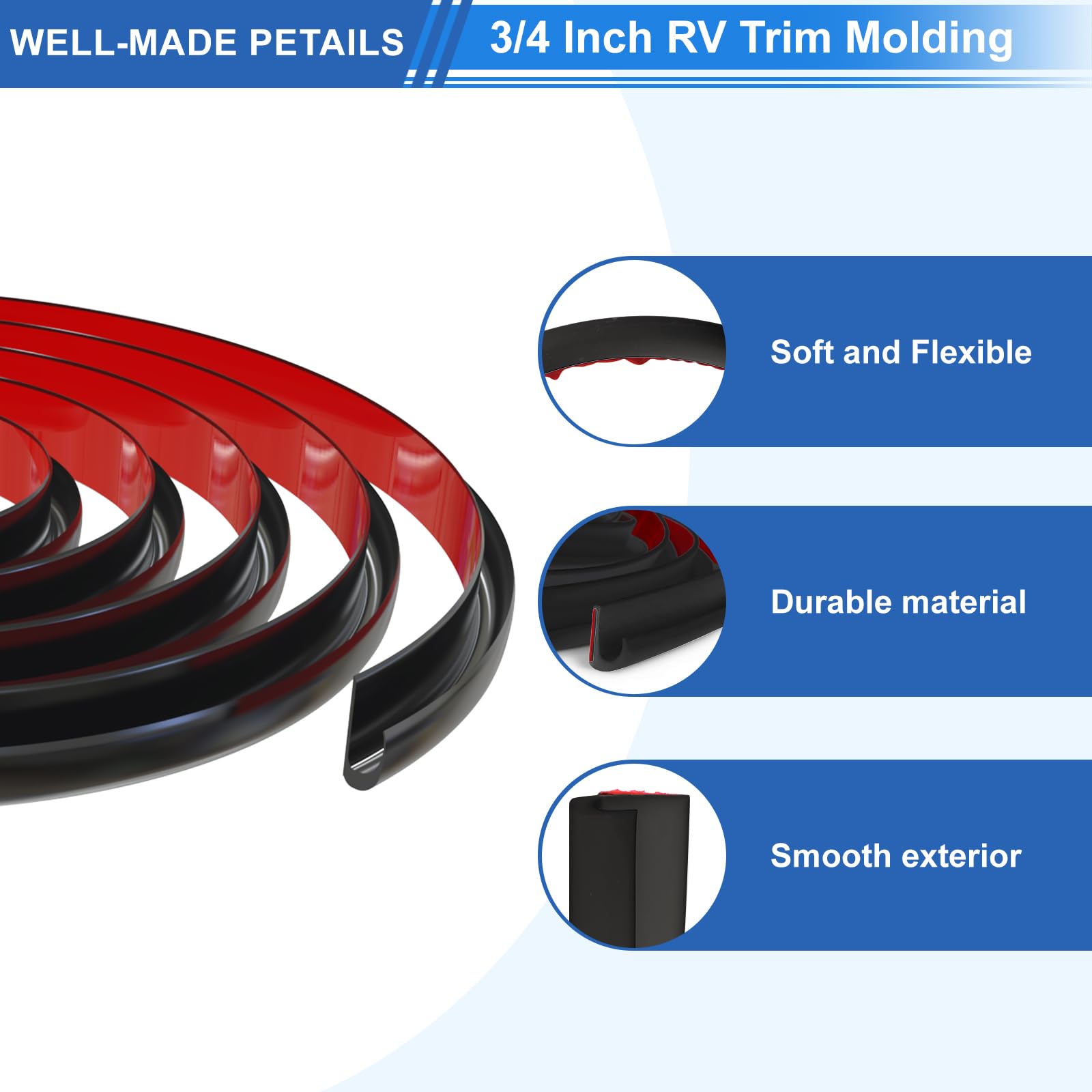 Ameri PVC drip rail flexible black eases installation and guides runoff away from walls.