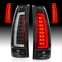 AmeriLite driver-side tail light with LED tube and clear lens for 1988-1999 Chevy/GMC.