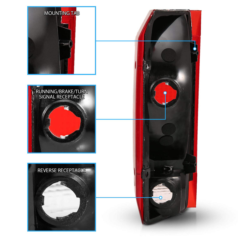 AmeriLite red tail light assembly, packaged set, ready for styleside trucks.