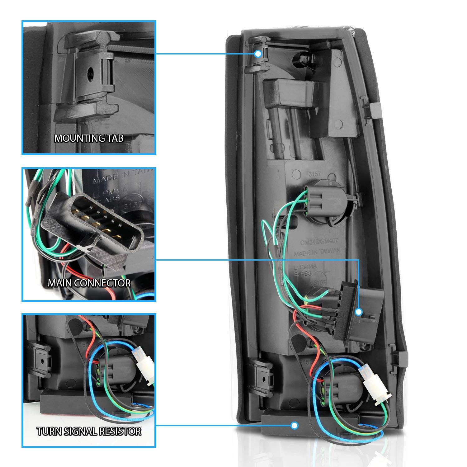AmeriLite tail light ready for easy, direct-install replacement.