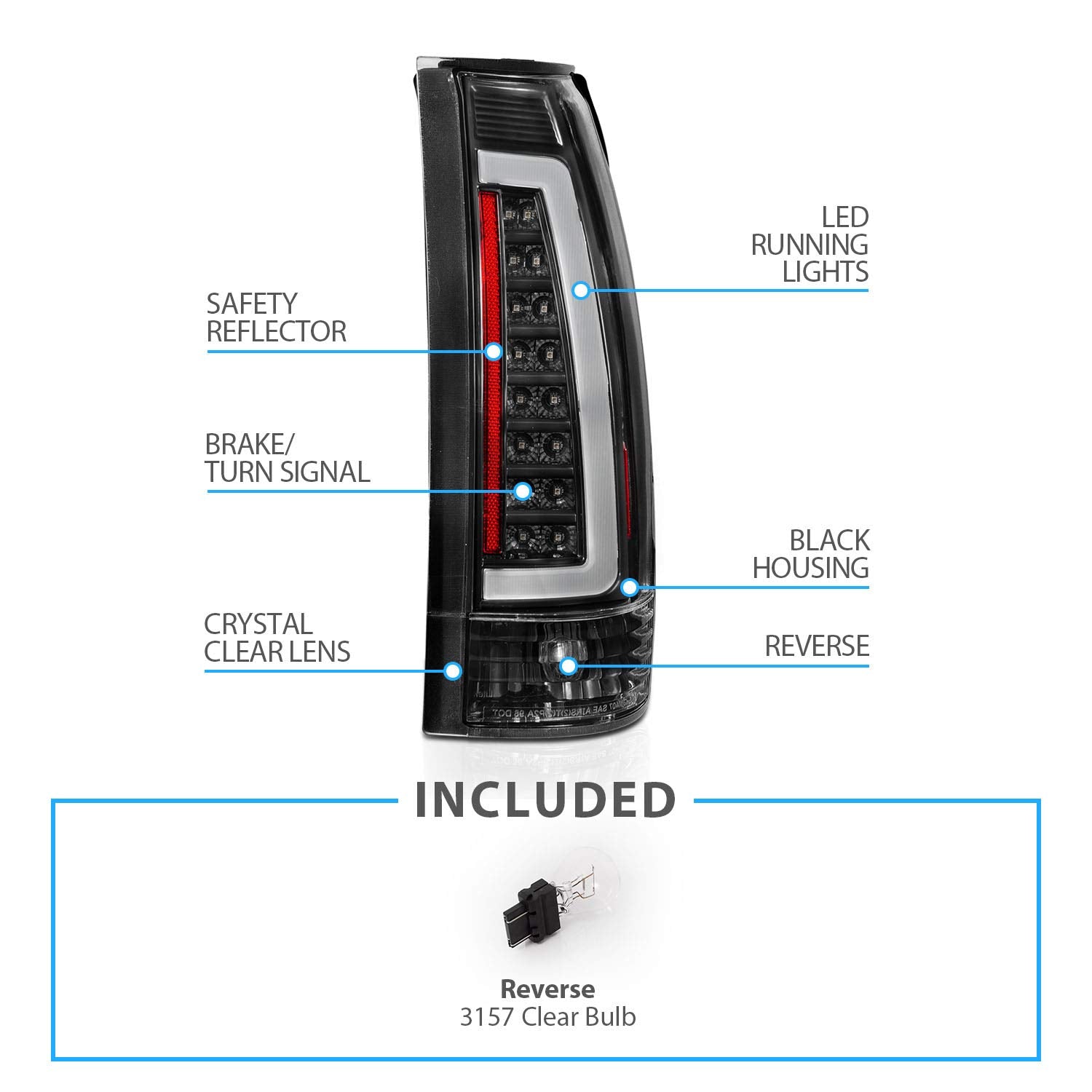 AmeriLite rear-view tail light assembly for full-size C/K trucks.