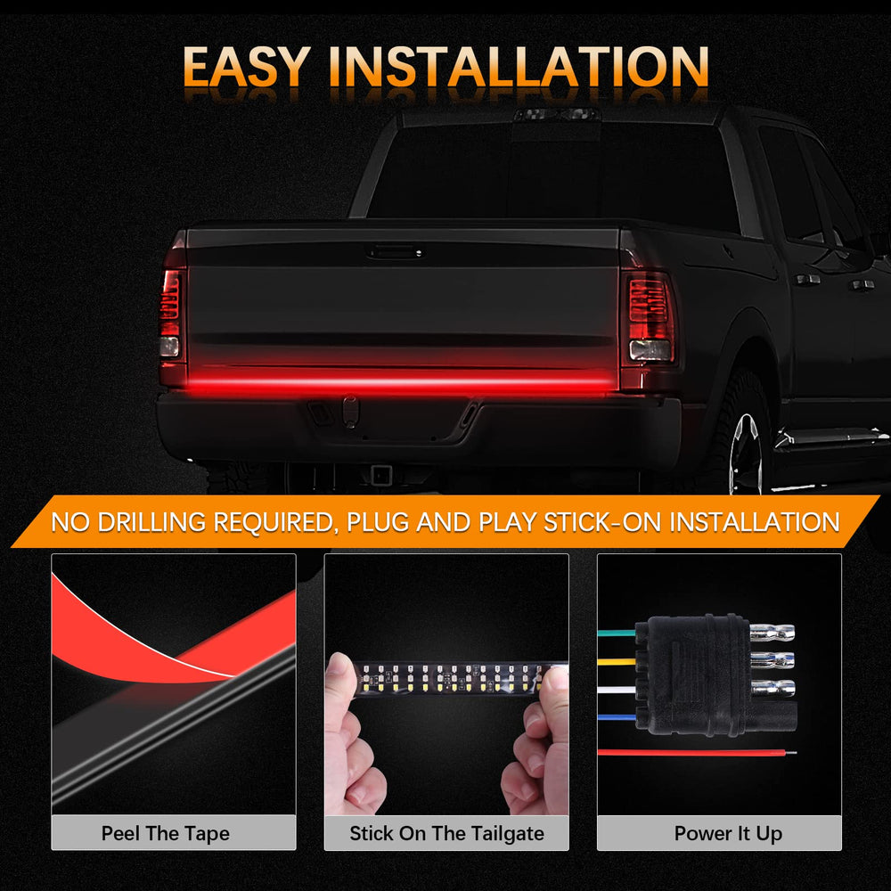 AMEXMART tailgate light bar amber turn signals indicate turns clearly