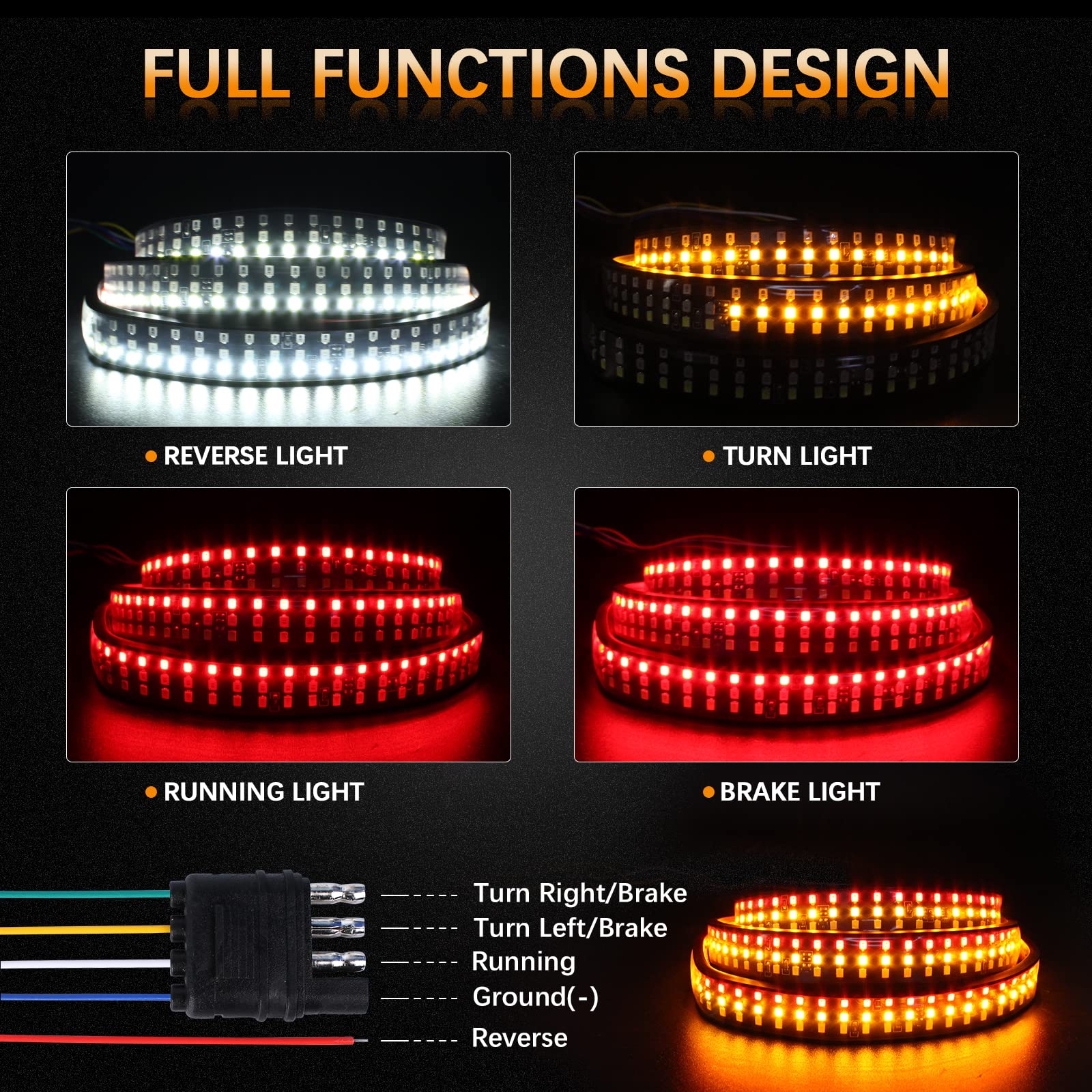 AMEXMART tailgate light bar triple-row brightness improves recognition