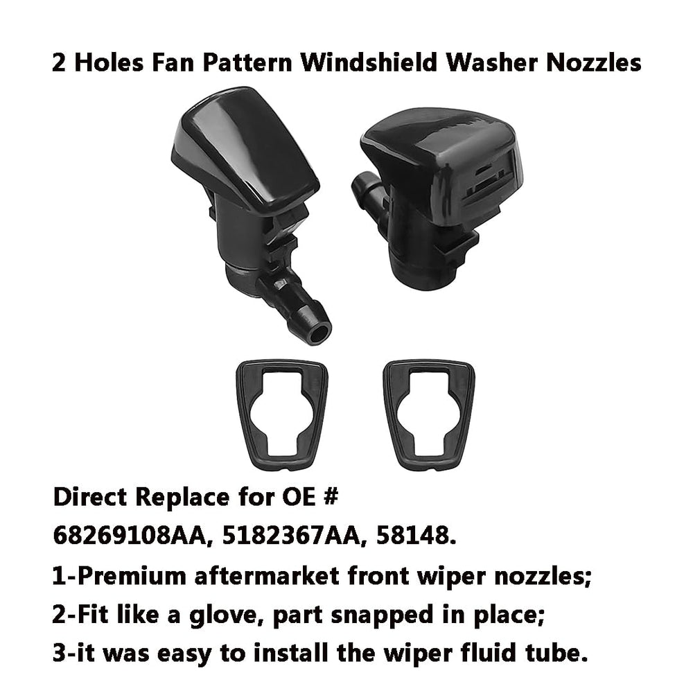 AMFRNE Durango wiper nozzle right side delivers even spray across the windshield.