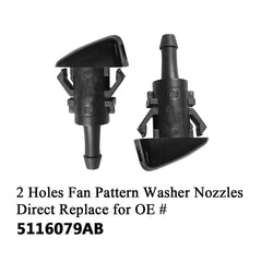 Close-up of two-hole nozzles showing consistent spray pattern.