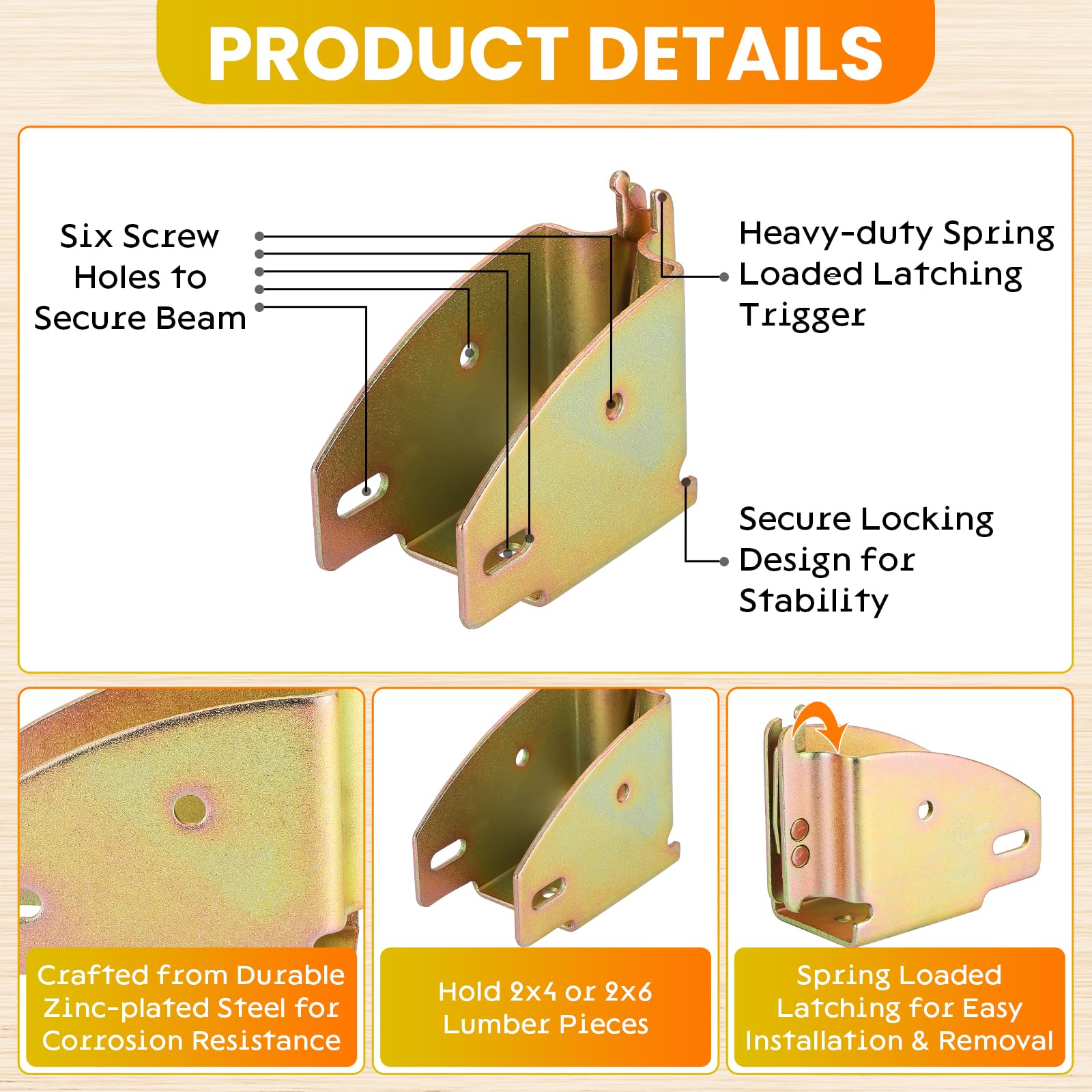 AMGSH zinc-coated end socket securing 2x6 lumber in trailer.